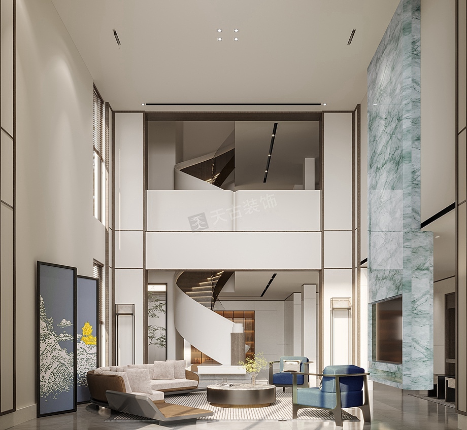 恒大御景半岛装修案例,800㎡双拼别墅设计图,天古装饰