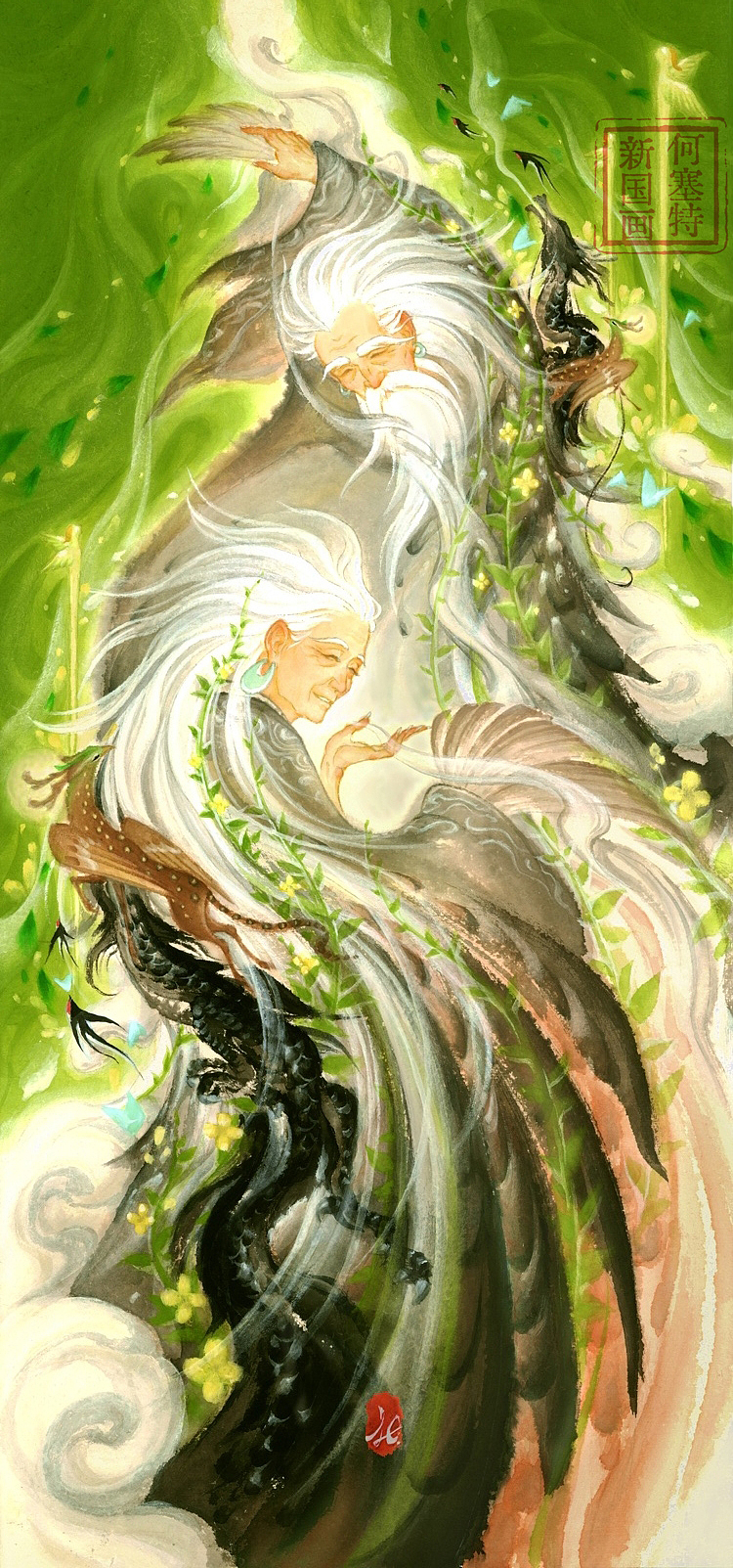 新国画 |《风》手绘清新国风节气神话海报 水墨画艺术（图ZMzcwNjAwNjY4） - 艺术插画 - 站酷设计师何塞特Herset原创素材 - 站酷ZCOOL