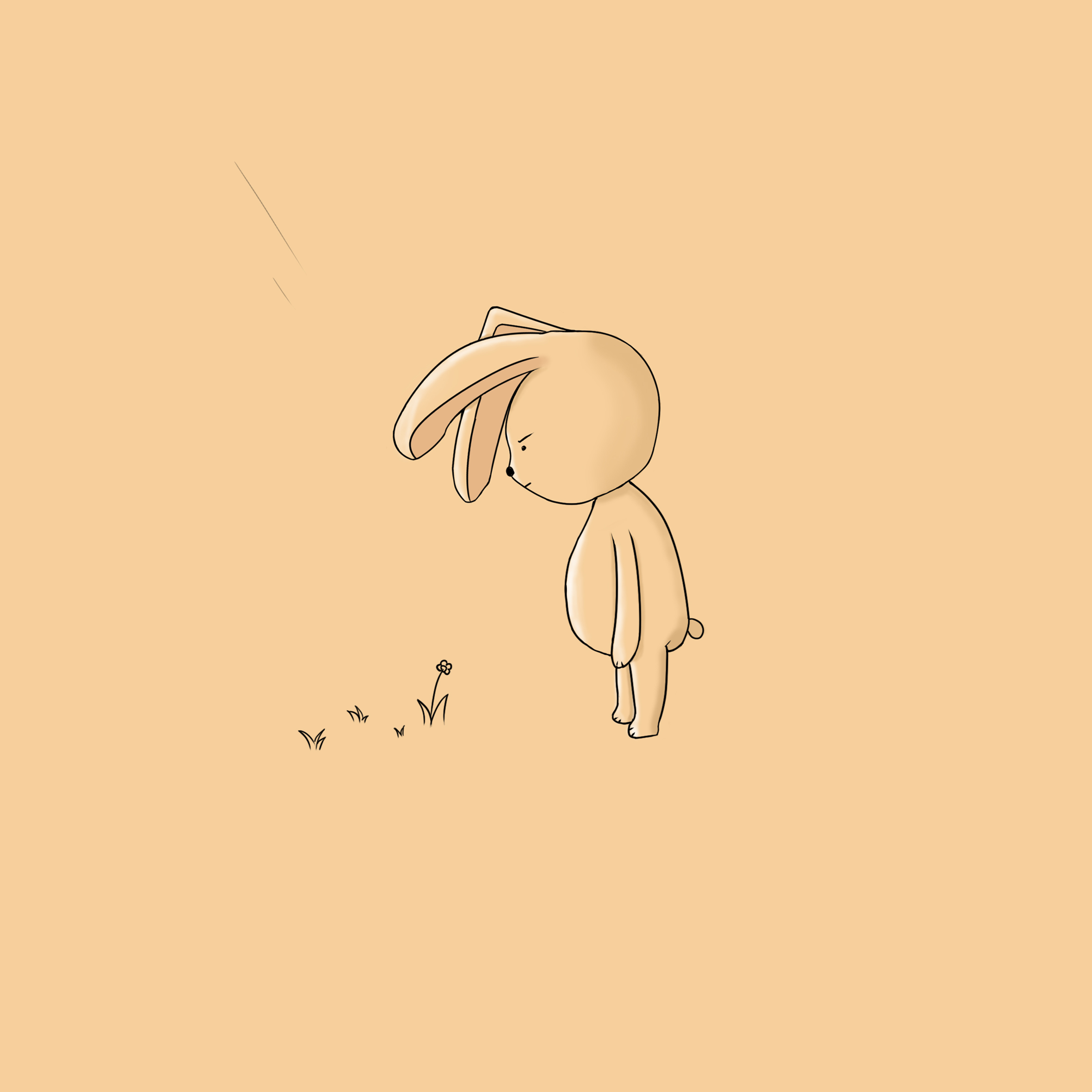 抑郁兔子插画图片