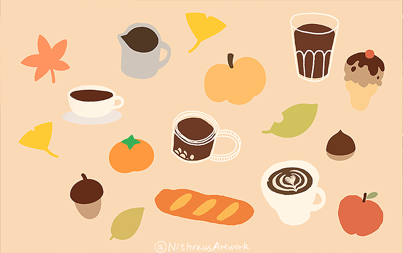 小杯子小程序消消卡秋天主题手绘/卡套设计