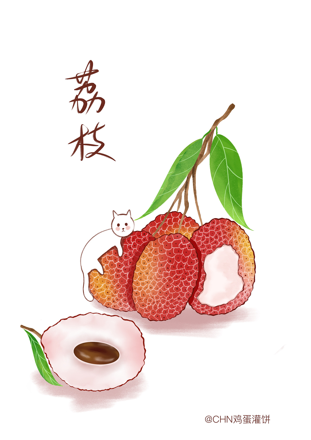 荔枝与小猫（图ZMzA2MDIwOTQ0） - 创作习作 - 站酷设计师CHN鸡蛋灌饼原创素材 - 站酷ZCOOL