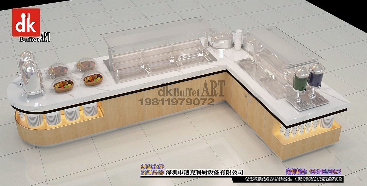 膳食餐厅 素食餐厅 自助餐台设计效果图