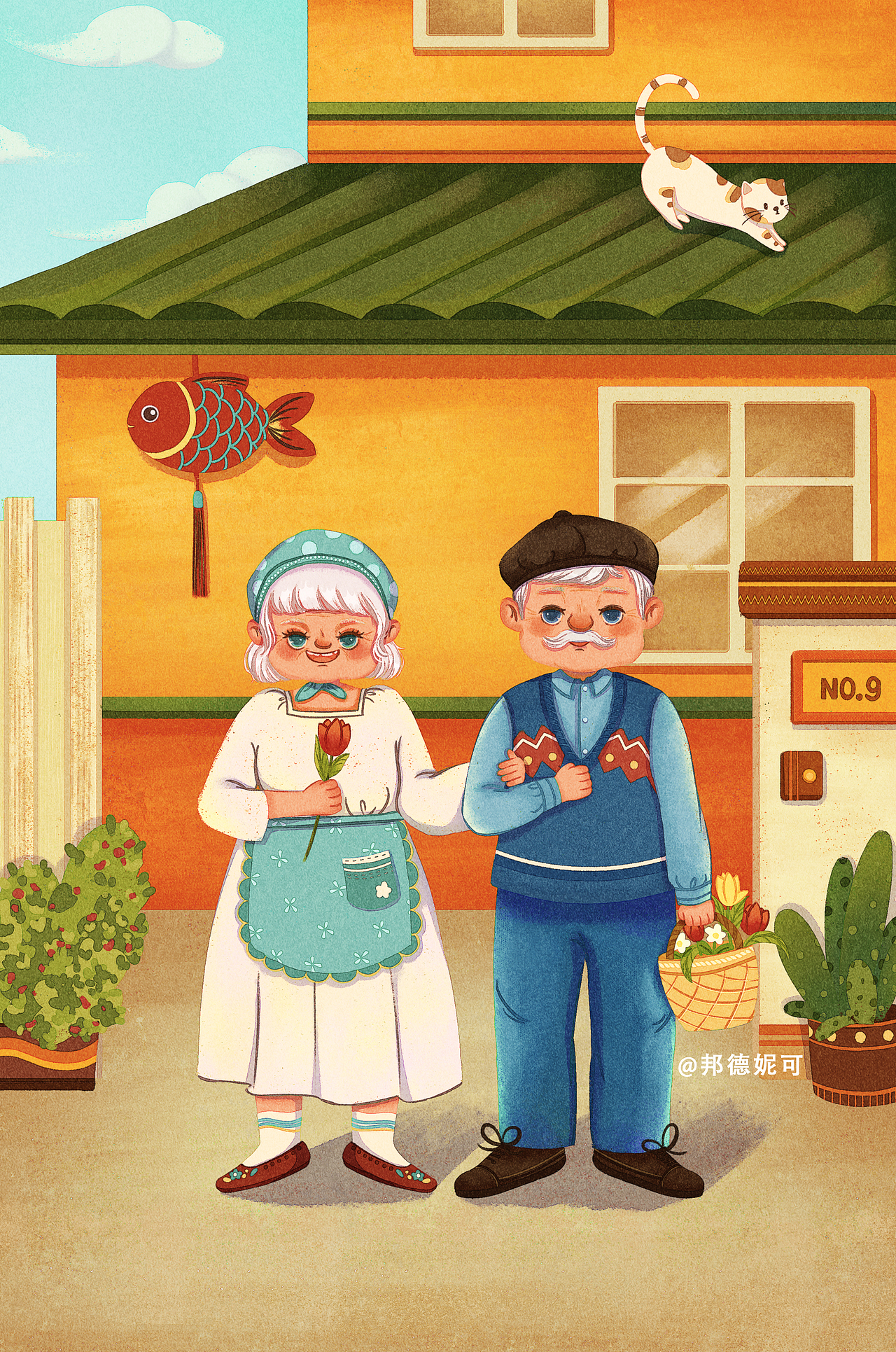 氛围感儿插——爷爷和奶奶的小房子（图ZMzE2NDcyMDg4） - 创作习作 - 站酷设计师邦德妮可原创素材 - 站酷ZCOOL