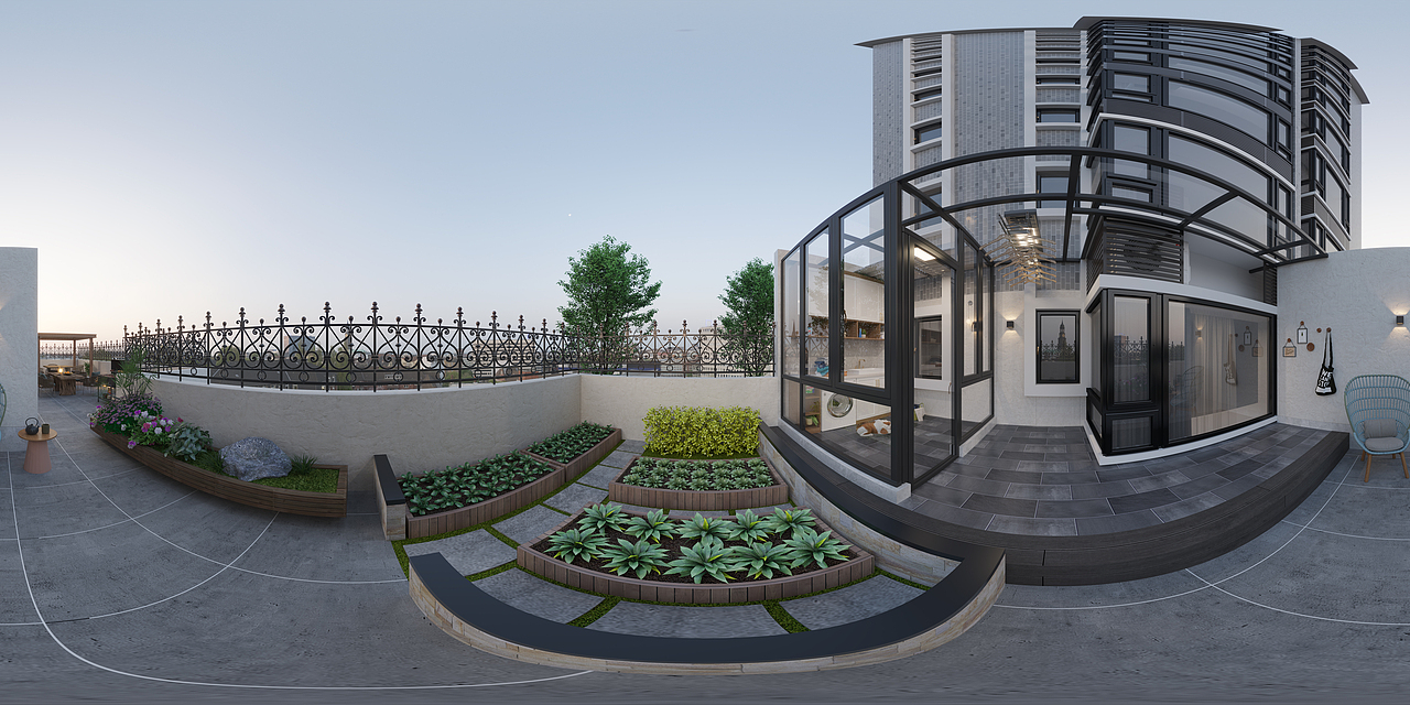 现代客餐厅花园家装设计