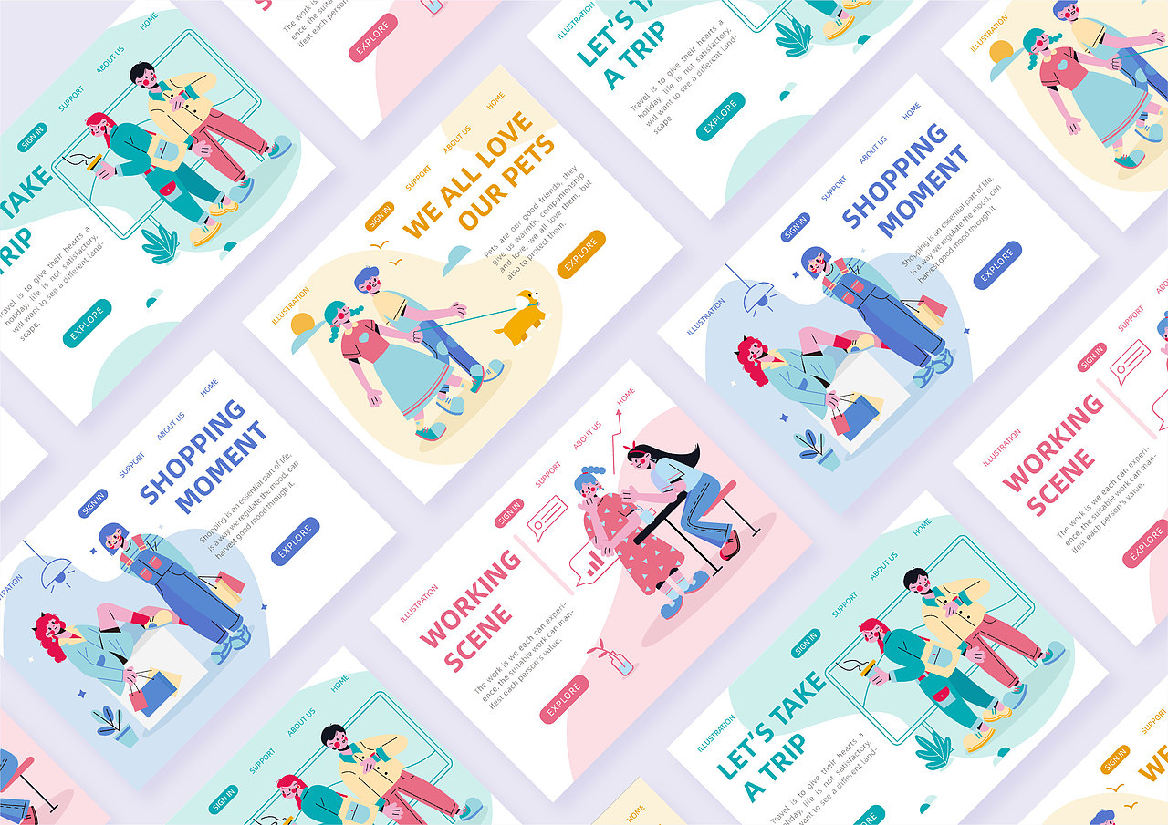 扁平插画-人物情绪版