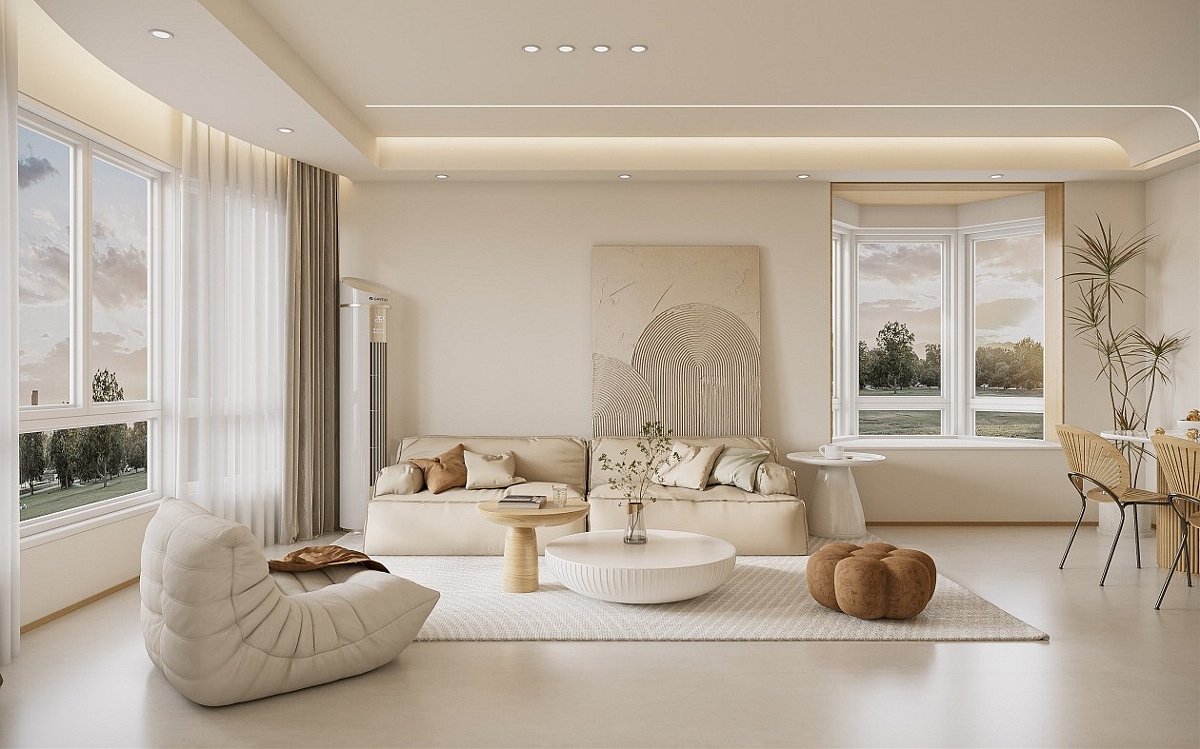 暖色系原木客餐厅