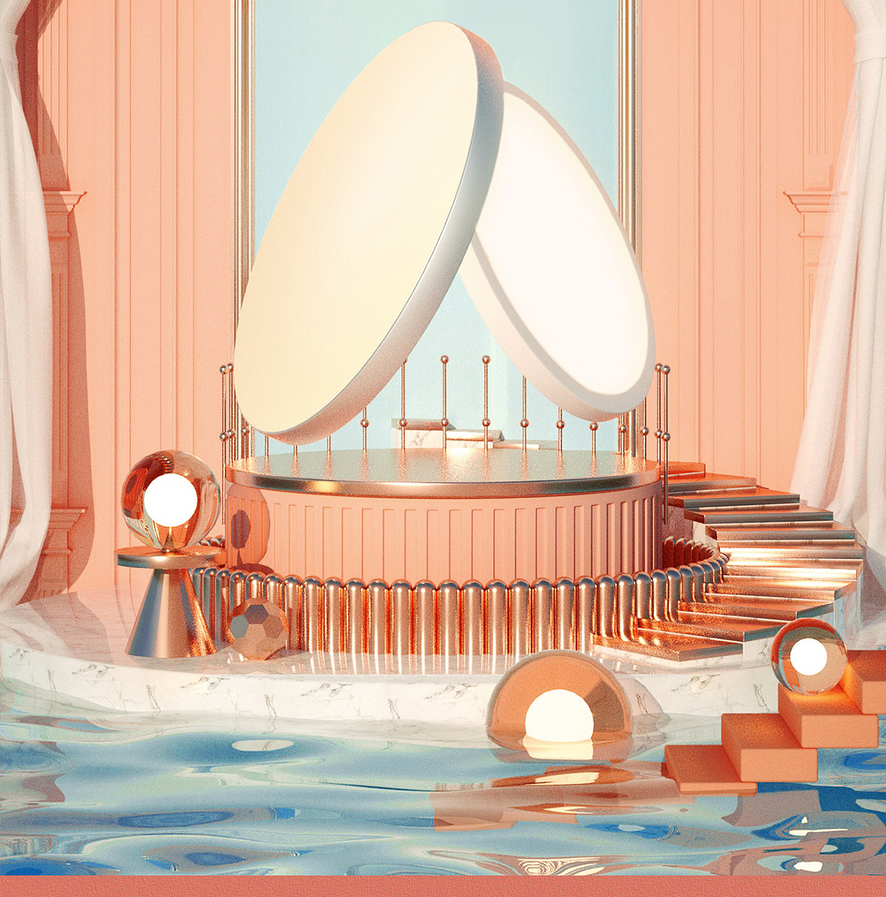 灯具电器类秋季家装节首页设计橙红色调