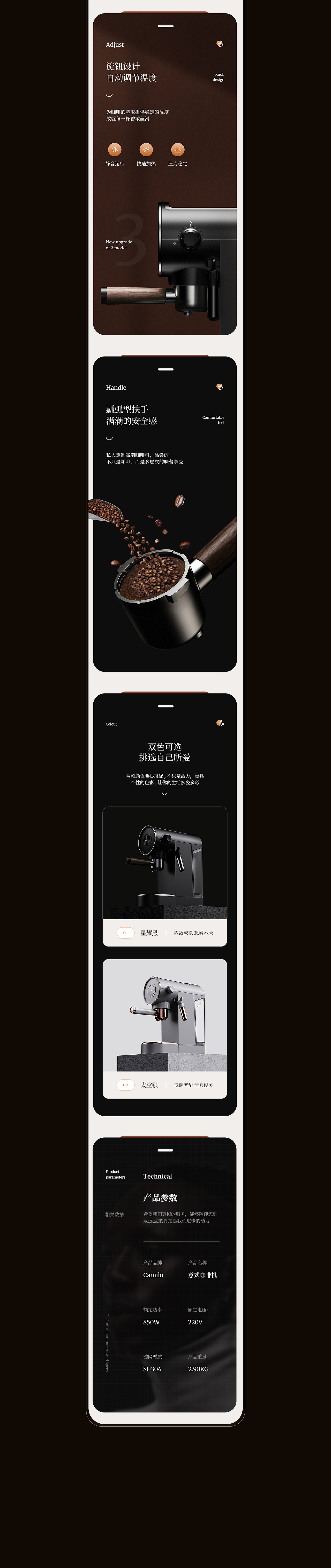 意式咖啡机/豆浆机详情页*2