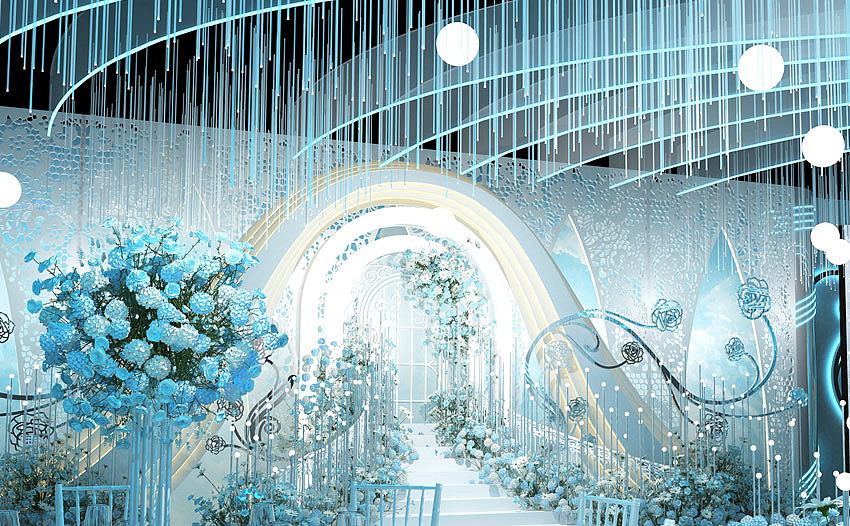 酒店宴会厅设计:蓝色梦幻宴会厅