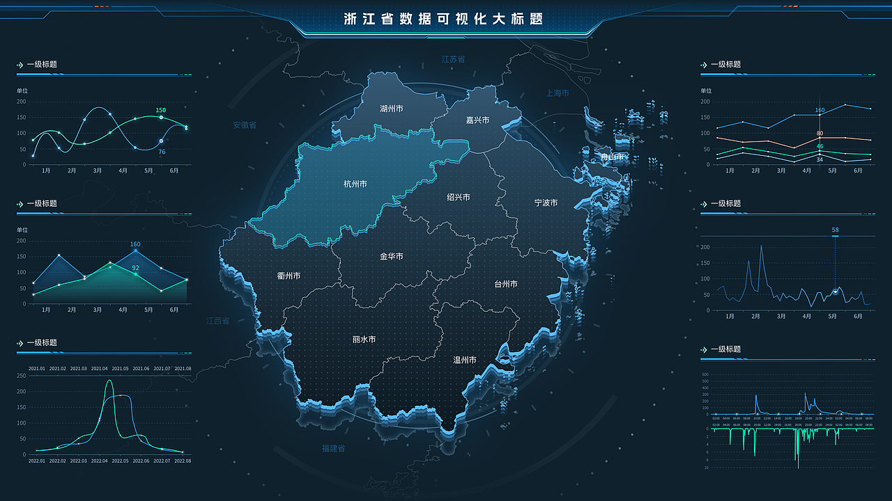 浙江省3D地图数据可视化大屏（图ZMzYyNjQxODk2） - 其他UI - 站酷设计师用户名设计原创素材 - 站酷ZCOOL