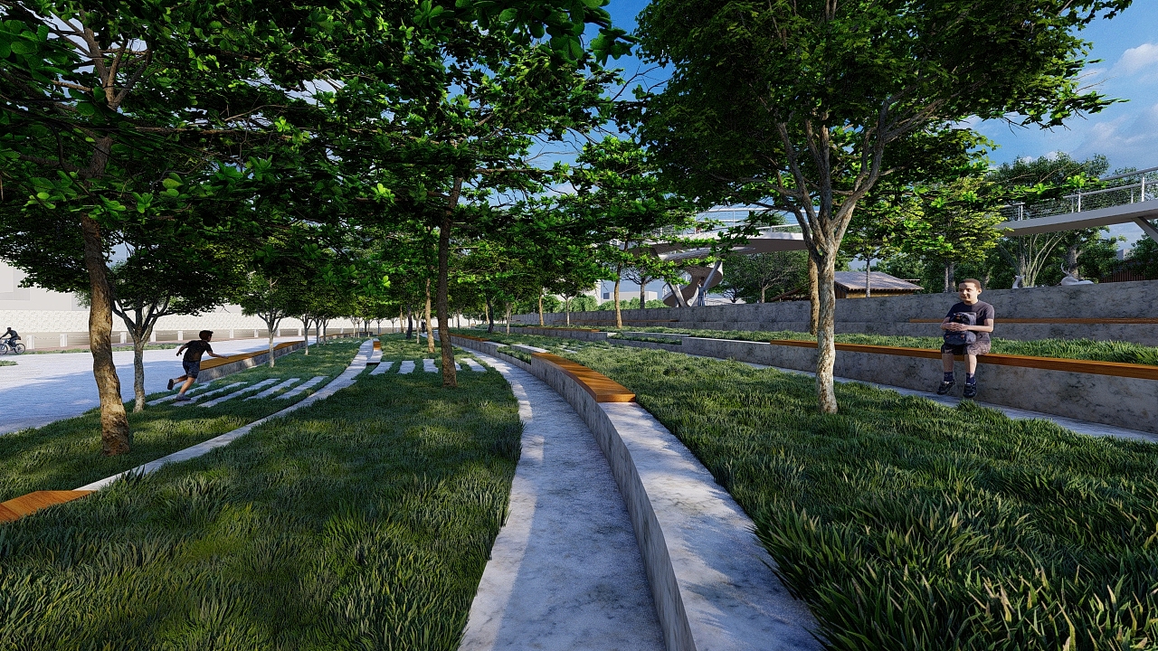 #2022青春答卷#“簌鸣”金鸡岭桥头休闲广场景观设计