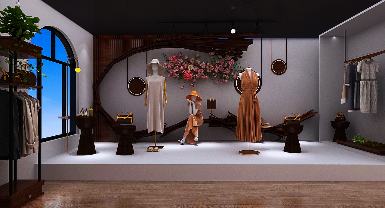 英伦校服展厅3D设计效果图