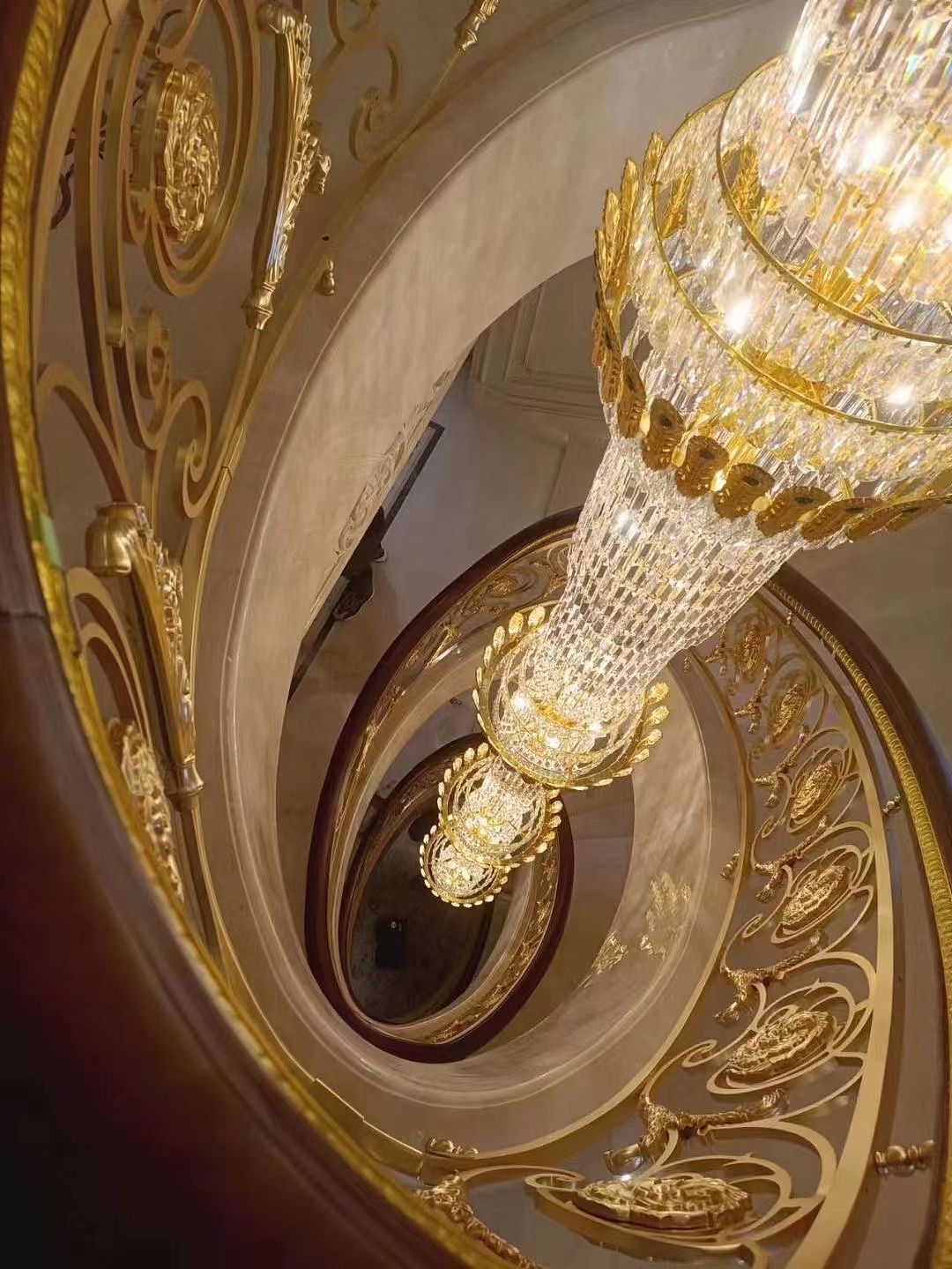 豪华别墅纯铜雕花镀真金楼梯护栏