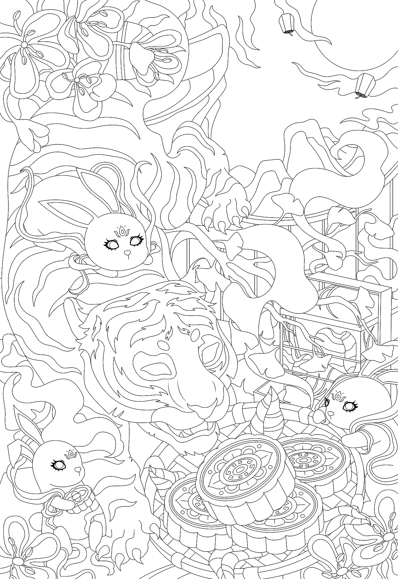 虎年中秋插画