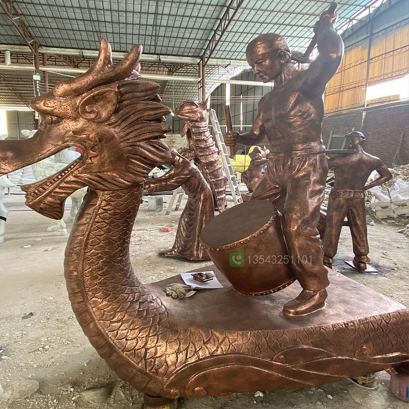 玻璃钢赛龙舟雕塑