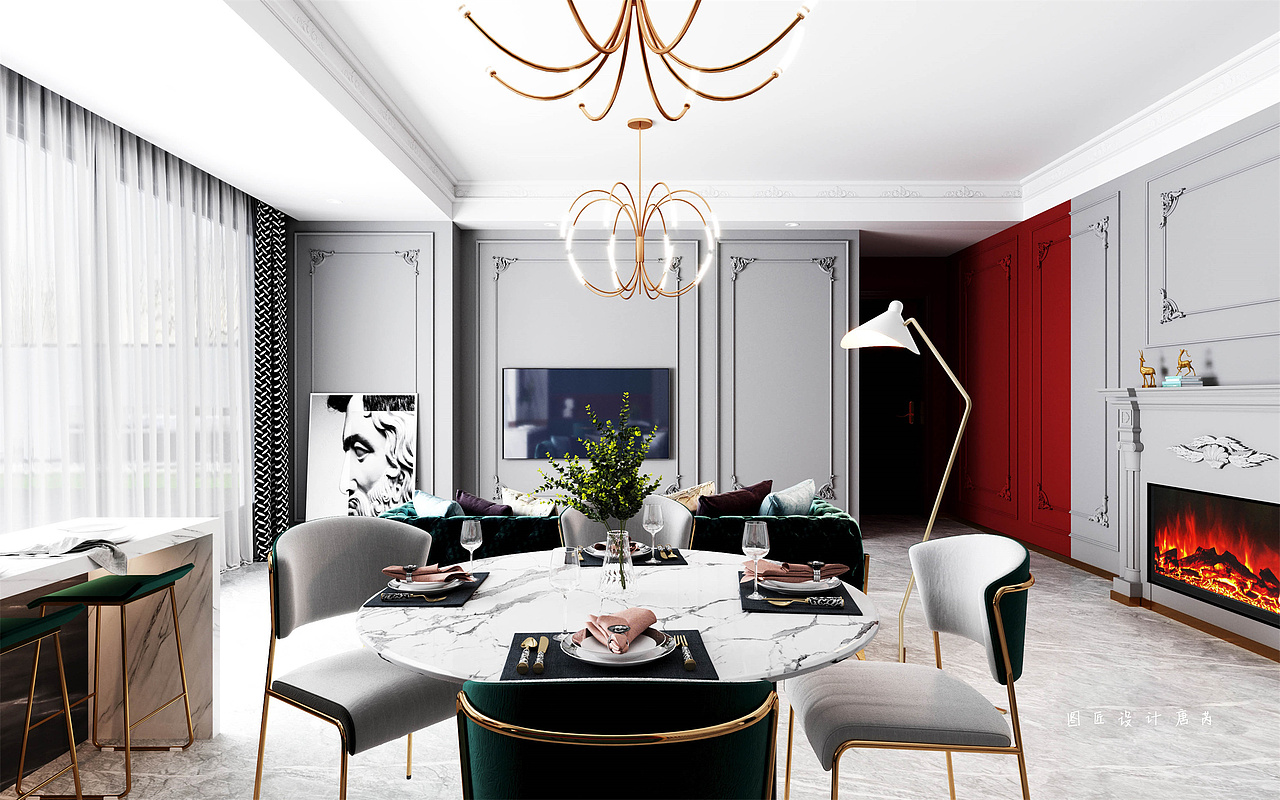 美式轻奢设计丨伴朝升暮落,浇筑浪漫温馨生活!