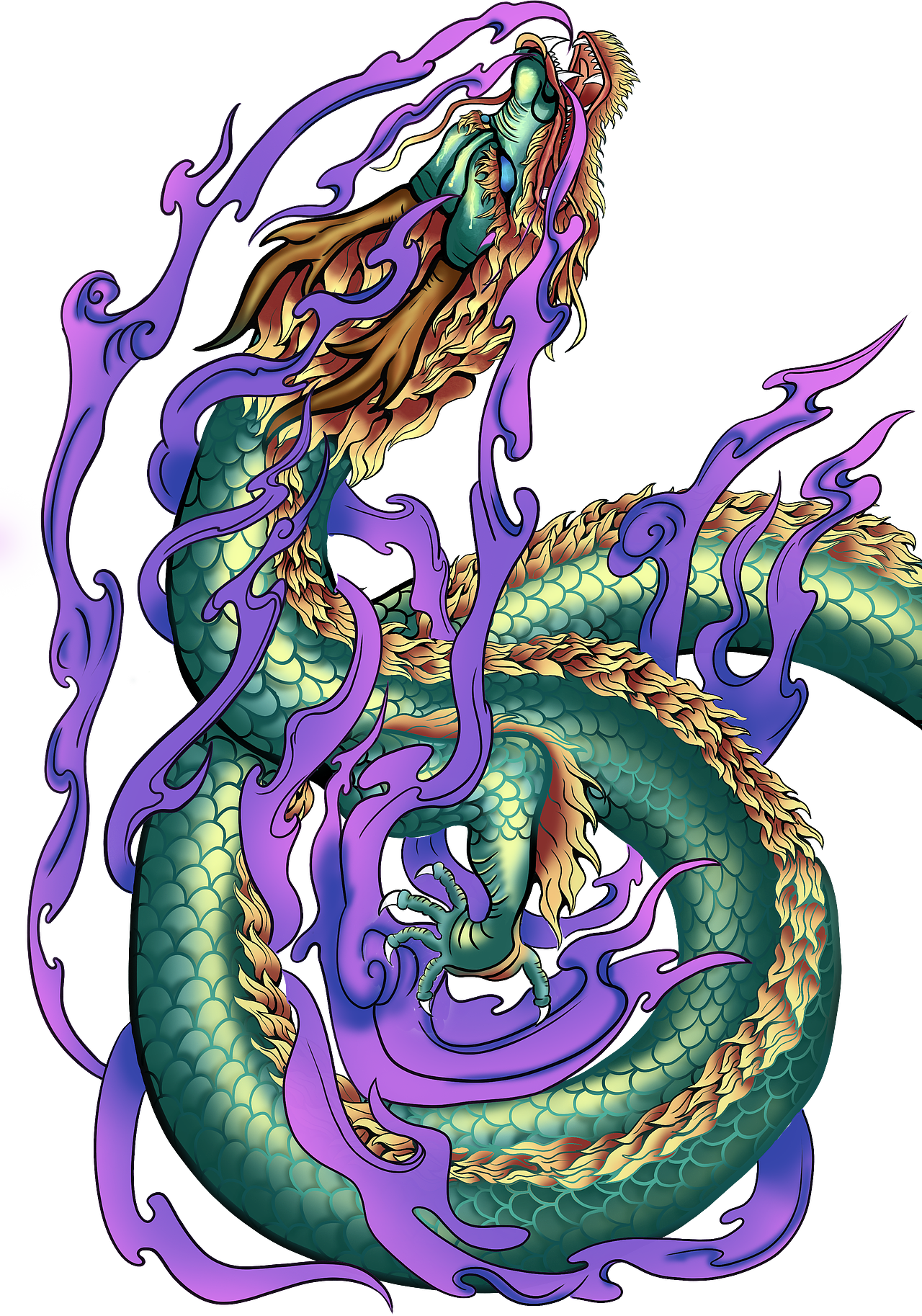 潮流插画《神兽四象之青龙》