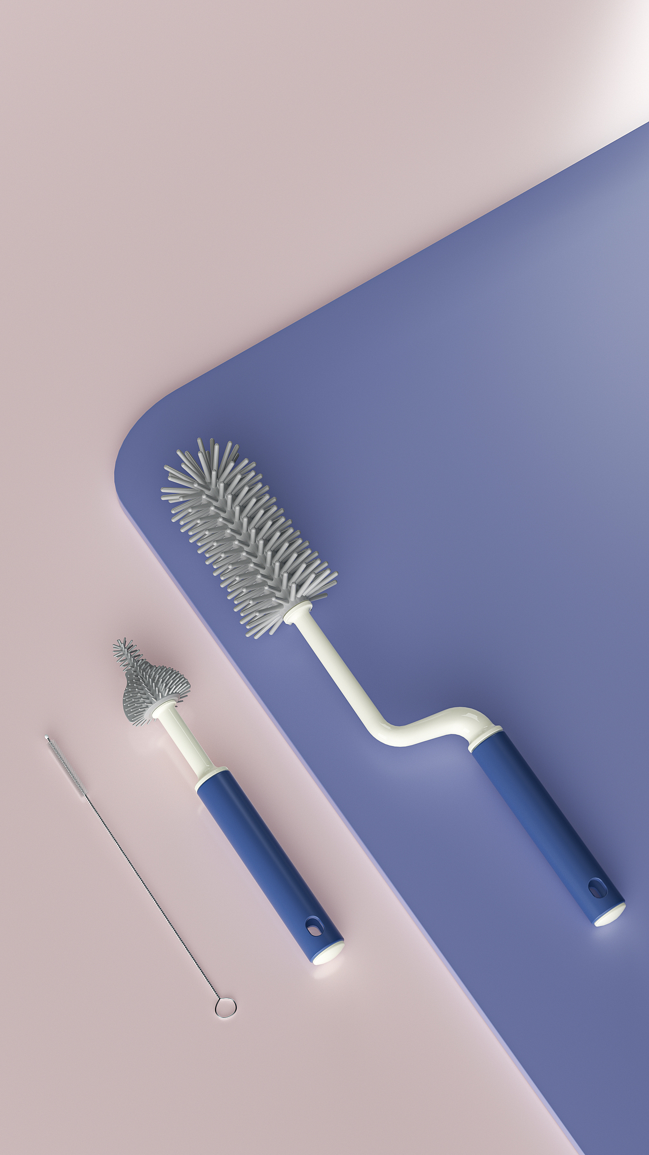 母婴三维设计C4D，硅胶奶瓶刷婴儿奶嘴吸管奶瓶刷套装