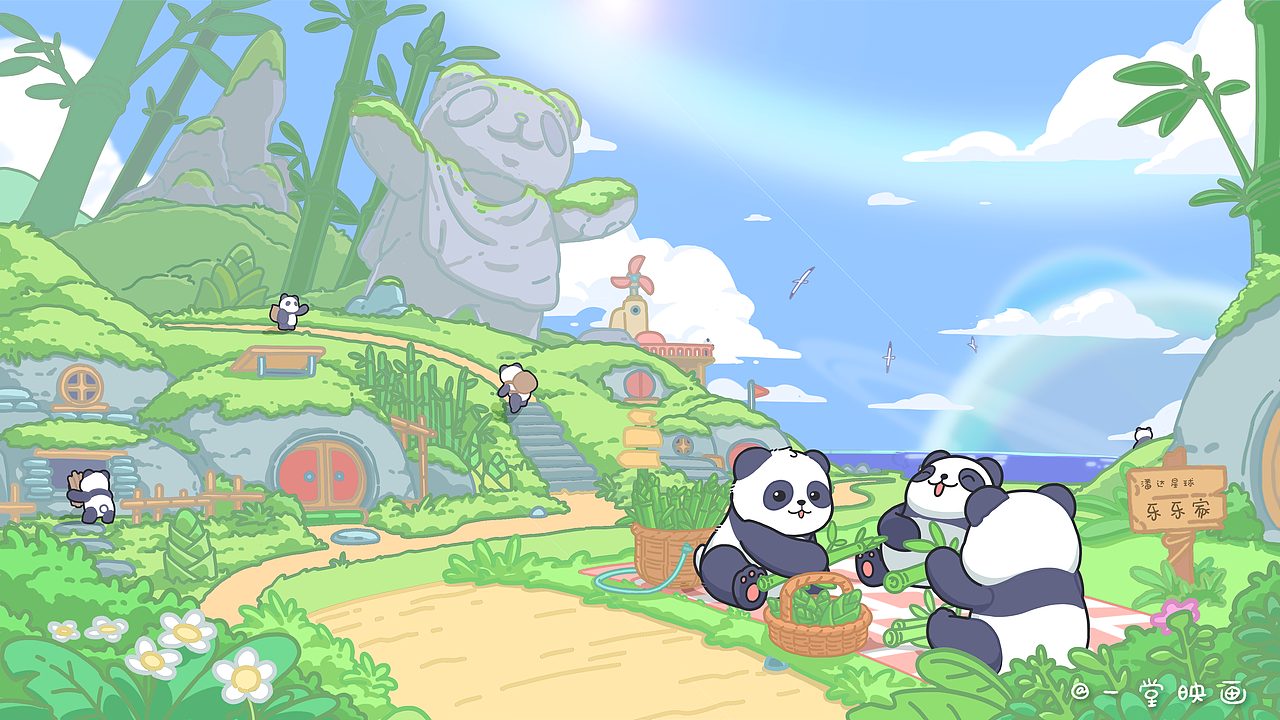 潘达星球的团聚（图ZMzMzNzk0Nzgw） - 单幅漫画 - 站酷设计师姜漫漫Gentle原创素材 - 站酷ZCOOL