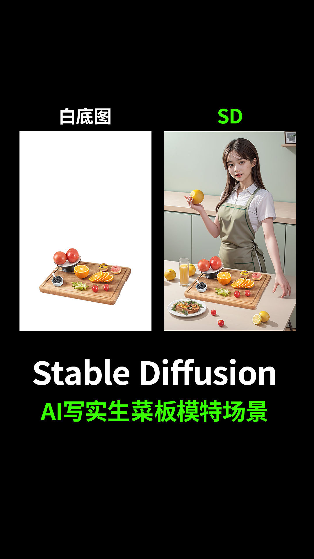 AI-写实生成菜板模特场景
