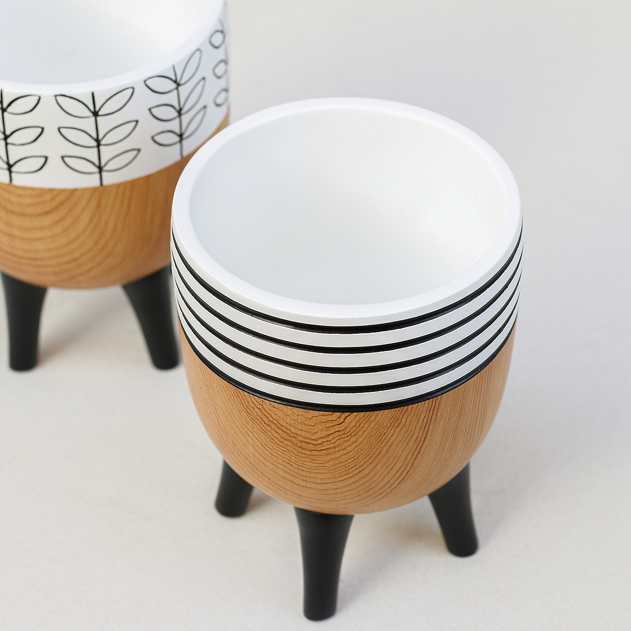 双陶瓷仿木花盆