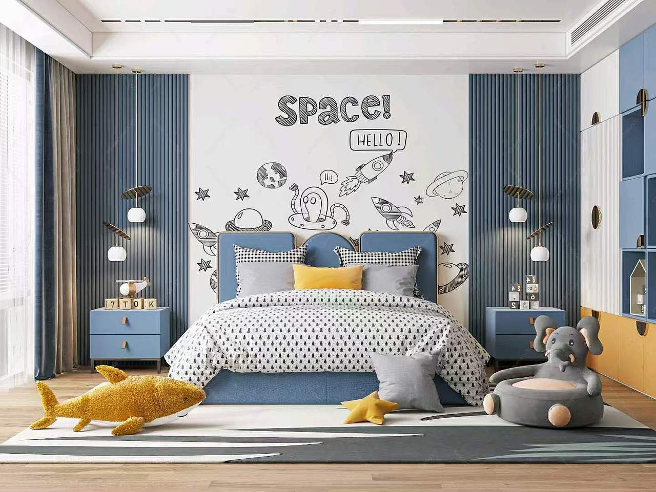 女孩房～ 男孩房～ 背景壁画设计 卡通背景壁画（图ZMzAwNjA0NTE2） - 家装设计 - 站酷设计师折耳喵1992原创素材 - 站酷ZCOOL