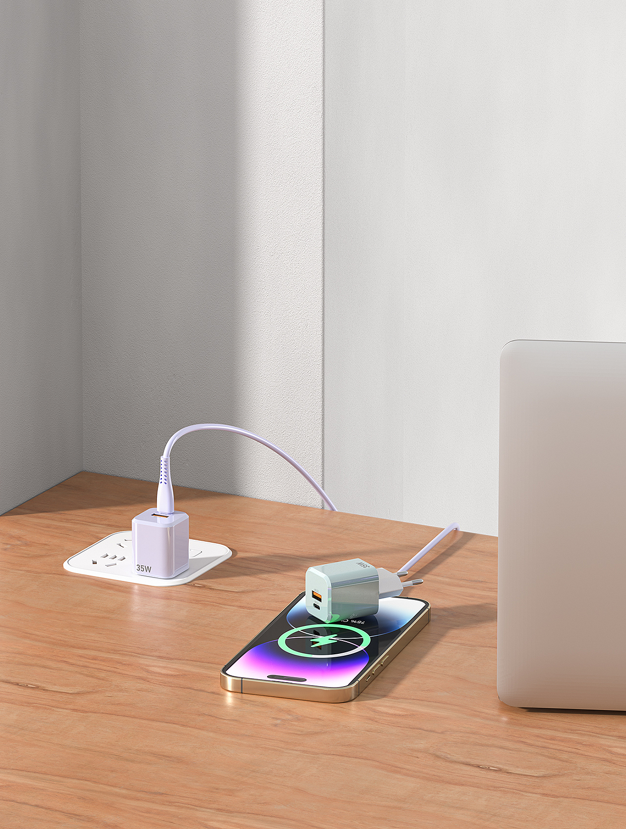 C4D产品渲染 | GaN氮化镓充电器-工作输出