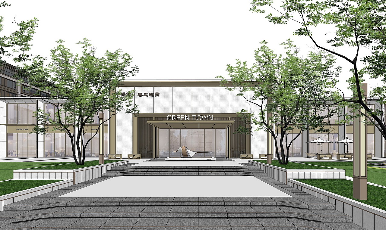 绿城春风瑞园大区景观SU模型下载