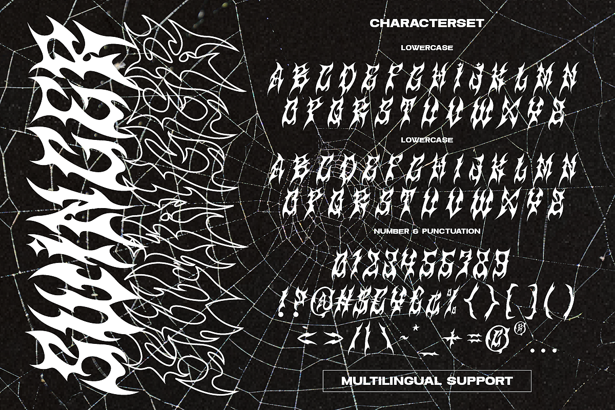 复古哥特重金属摇滚朋克乐队logo海报标题装饰英文字体