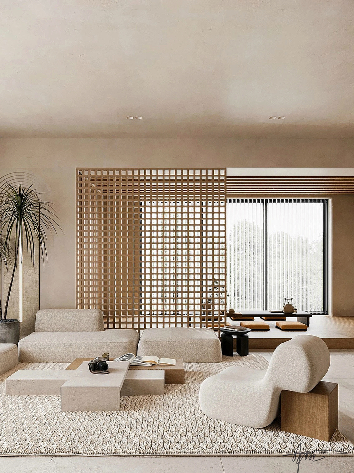 300㎡原木日式风格 | 地台茶室+原木极简