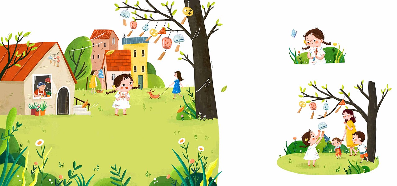 绘本故事-风铃小镇（图ZMzA5Mzk1NzI0） - 儿童插画 - 站酷设计师O大勇原创素材 - 站酷ZCOOL