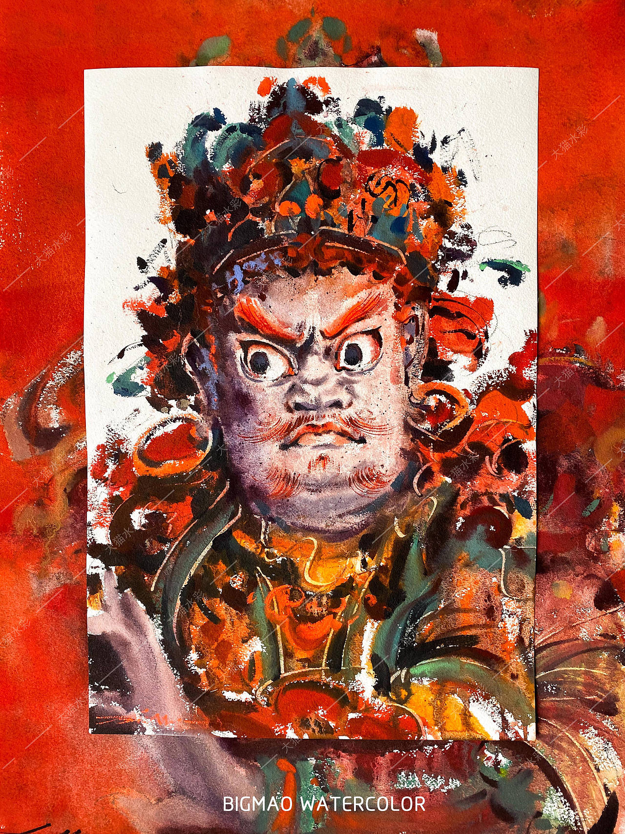 大猫水彩—— 一对“门神”（图ZMjk3MDcwMTA0） - 绘画 - 站酷设计师大猫爱看鱼原创素材 - 站酷ZCOOL