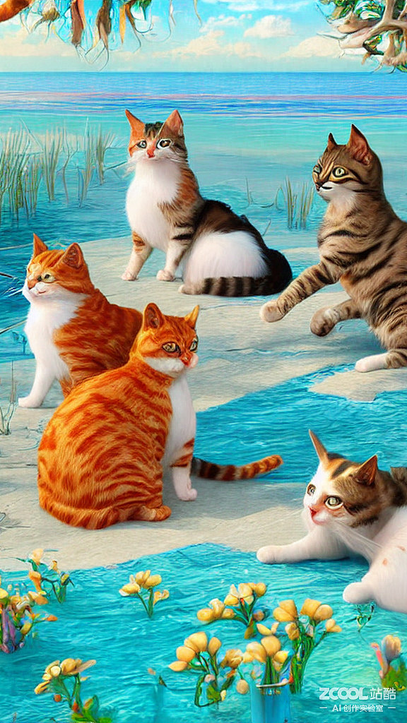 明亮插画之主人和猫咪们