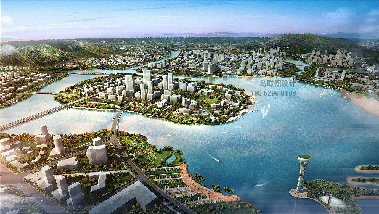 城市规划鸟瞰图作品