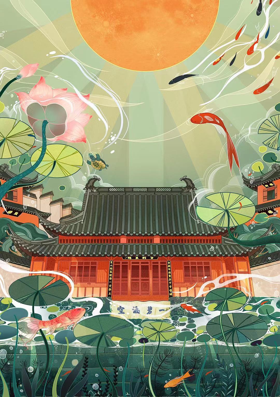 古建四季 | 保国寺（图ZMzM2NDI5MTky） - 商业插画 - 站酷设计师韩锐原创素材 - 站酷ZCOOL