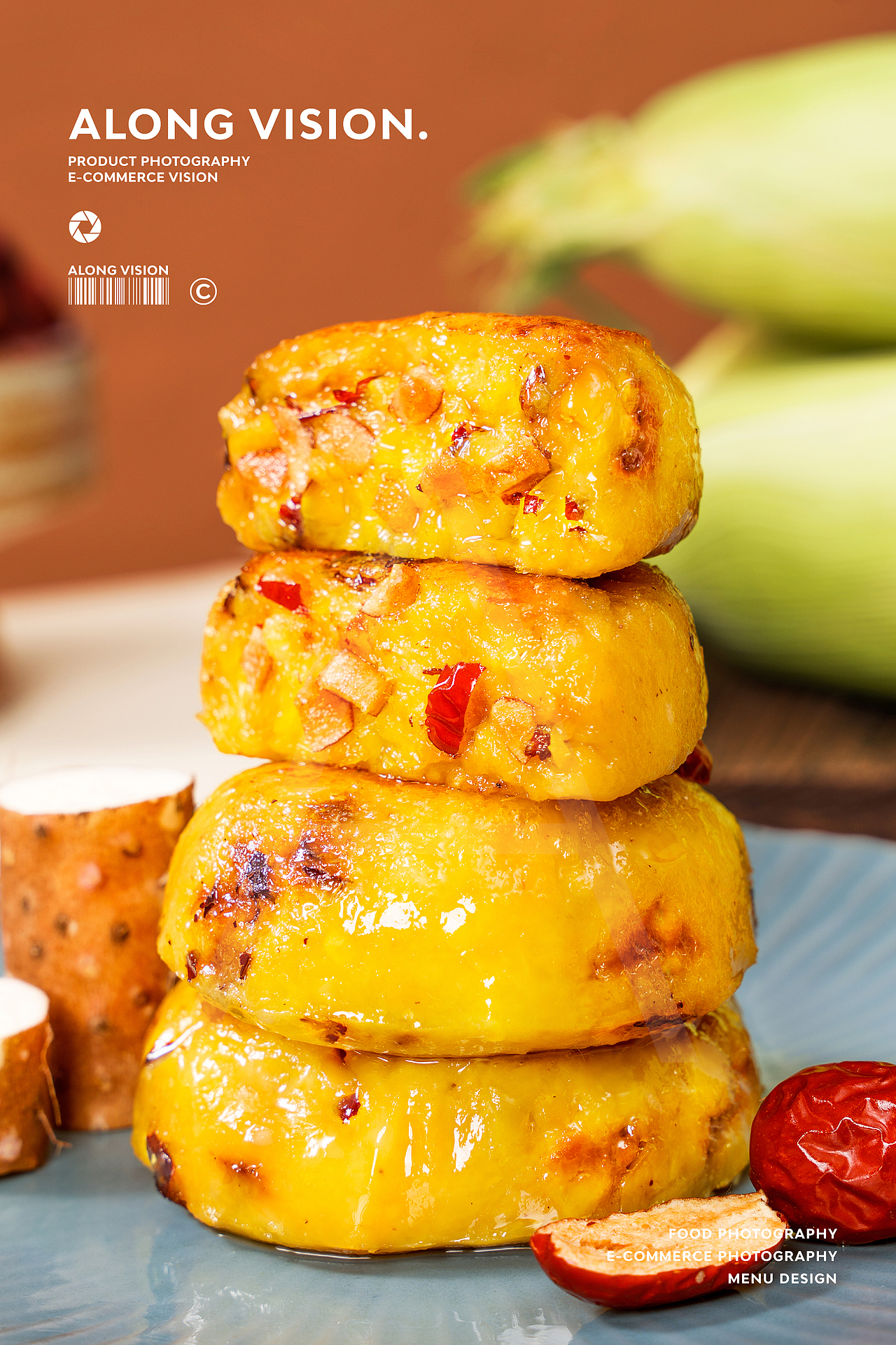 红枣山药玉米浆包拍摄