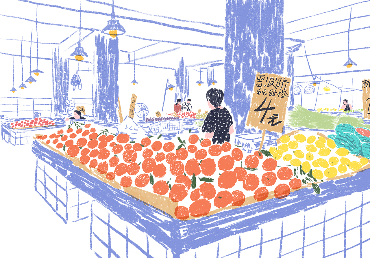 彩铅速写风景插画