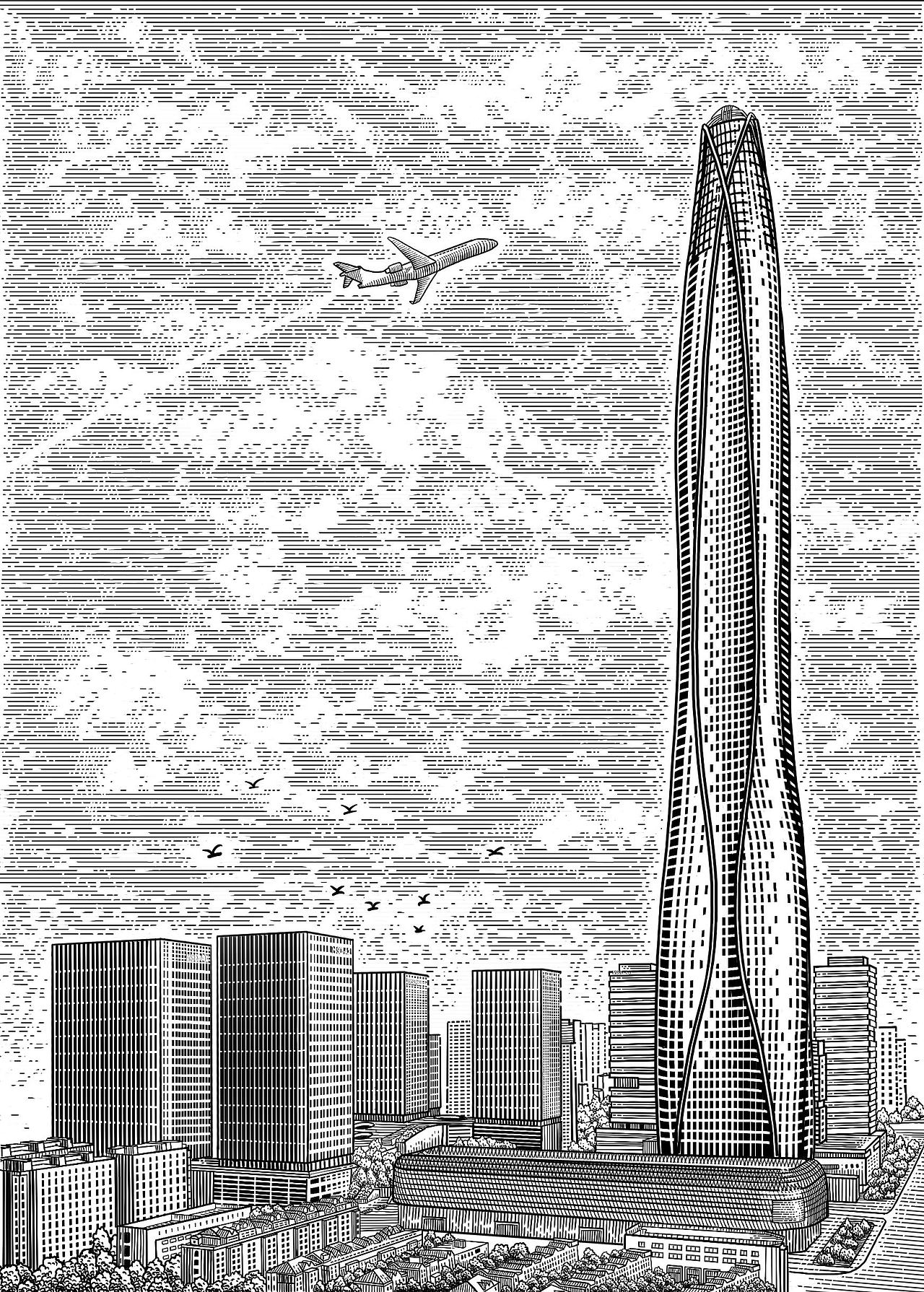 天津·滨海城市文化——周大福/k11/MSD商业区(版画)