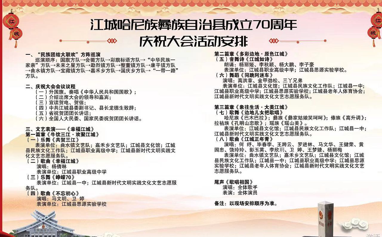 江城哈尼族彝族自治县成立70周年庆祝大会