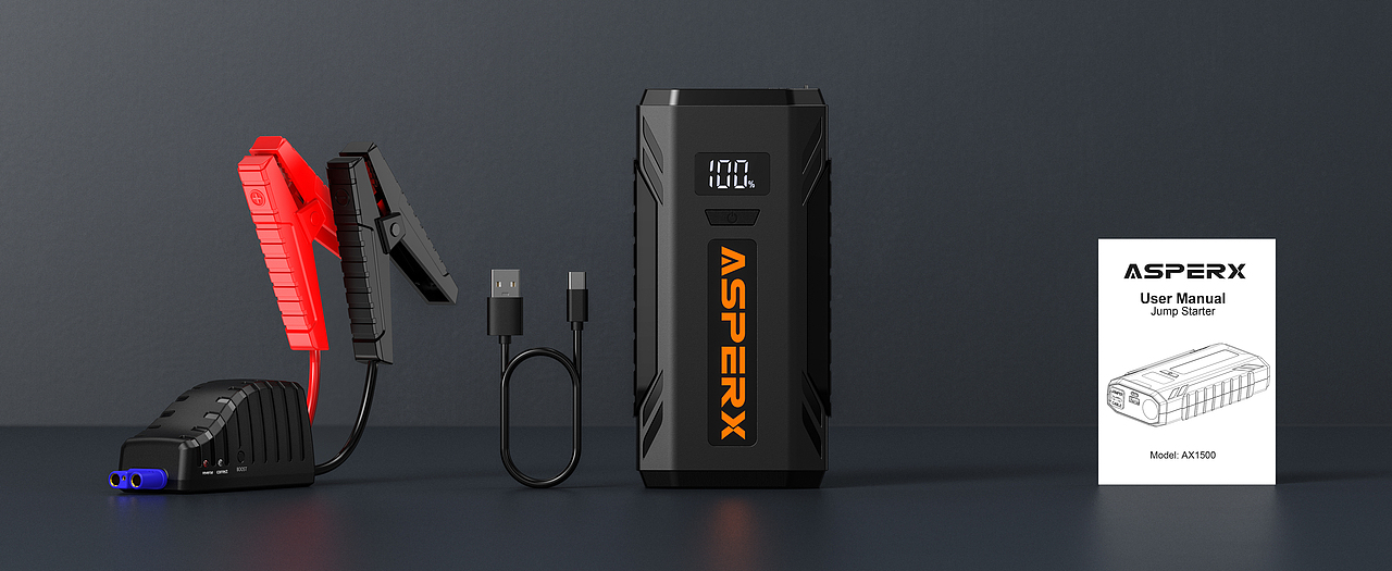 亚马逊 汽车应急电源 打气泵 充电宝产品渲染