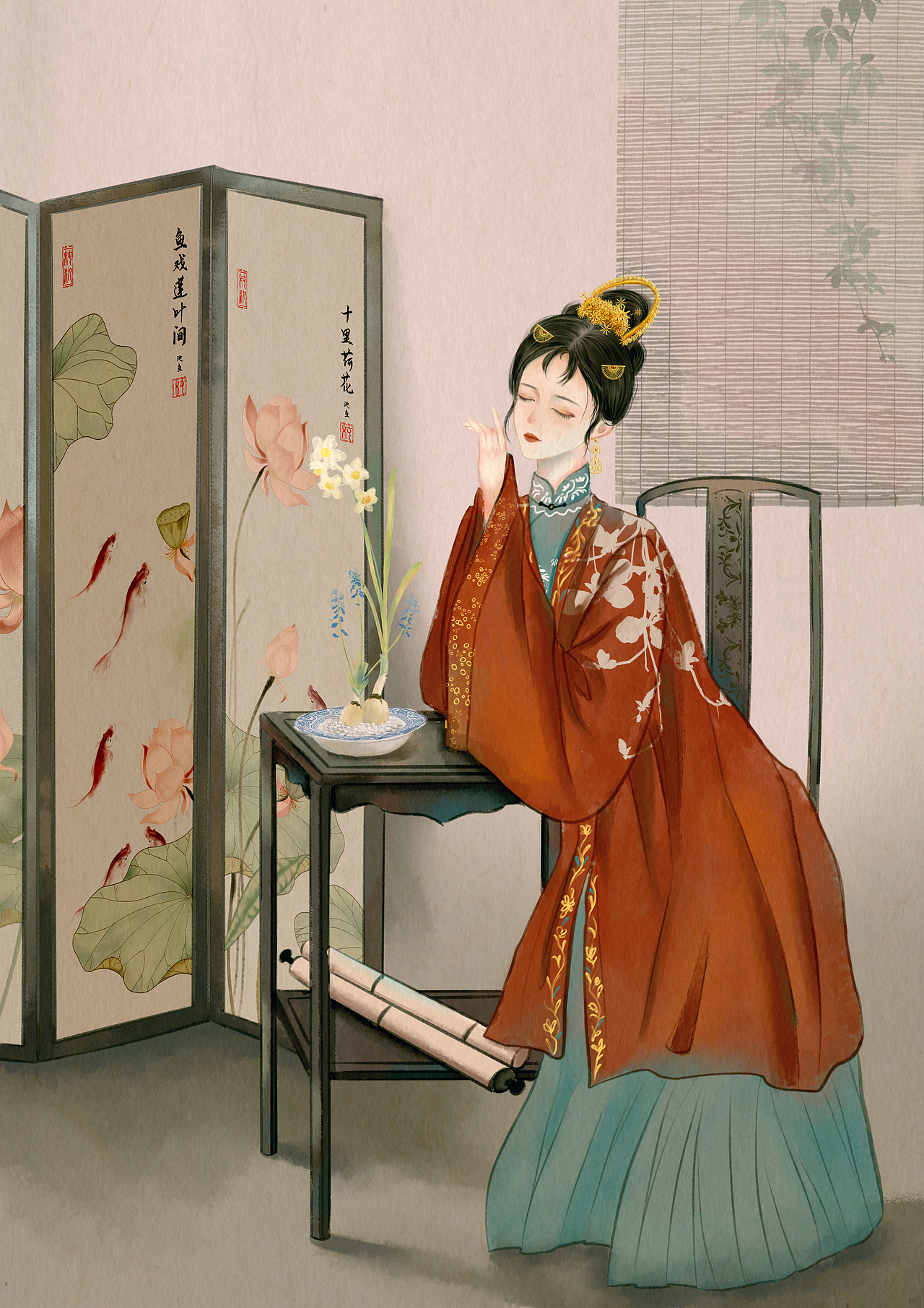 古风插画汉服美人 （中秋节）（图ZMzE0NjIyNDQw） - 商业插画 - 站酷设计师椿氿原创素材 - 站酷ZCOOL