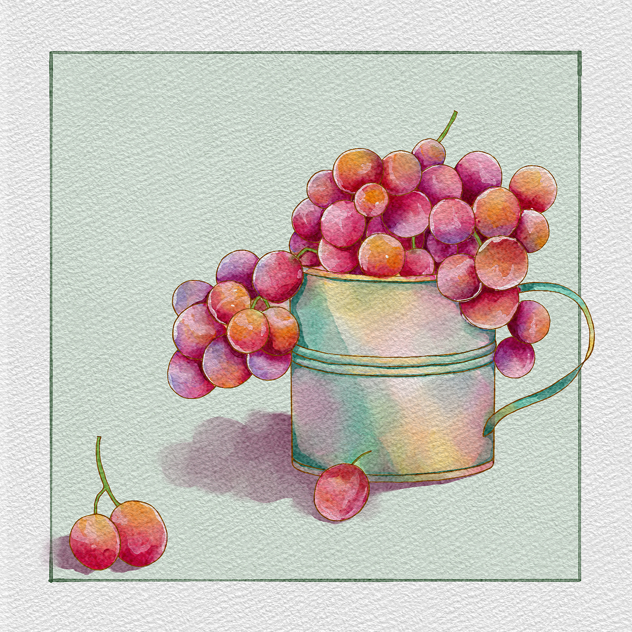 水果水彩系列——葡萄