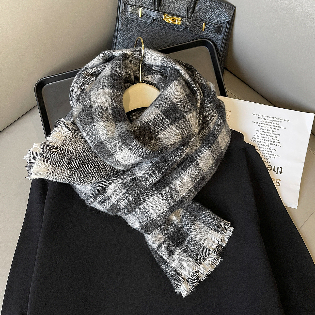 格子围巾/披肩の针织静物拍摄