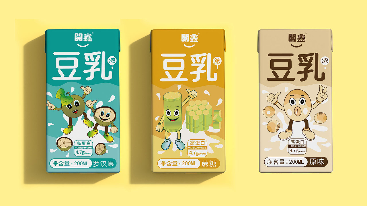 開鑫浓豆乳、罗汉果与蔗糖系列（图ZMzUyMTkwMTI0） - 包装 - 站酷设计师浅茉之设原创素材 - 站酷ZCOOL