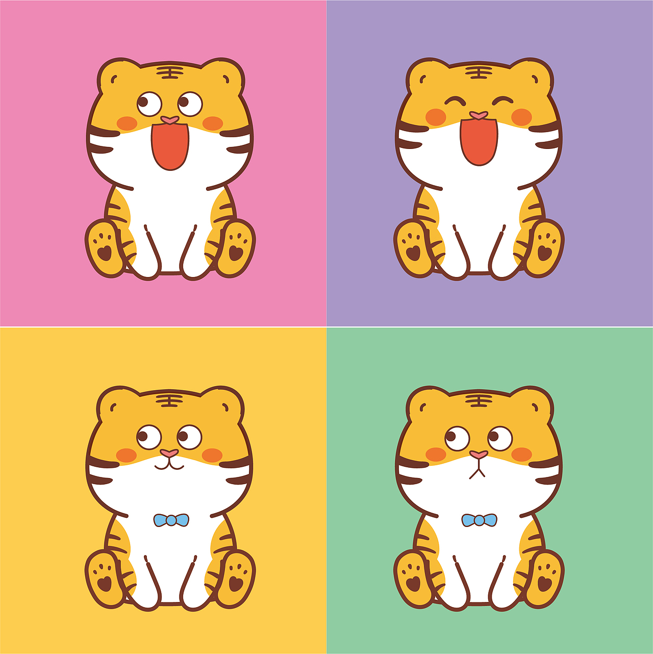 虎卡通可爱插画小老虎图片卡通表情包头像