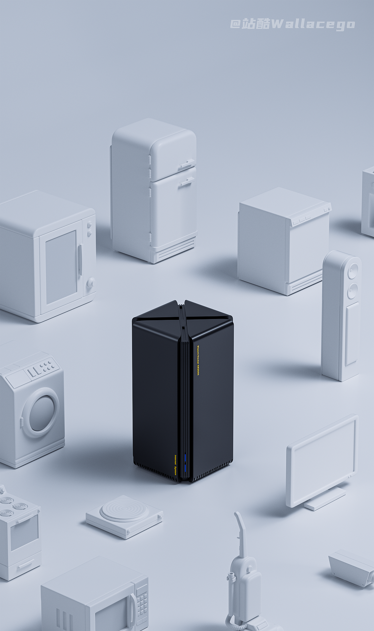 【数码3C】小米路由器AX3000 产品视觉概念设计（图ZMzY2ODgxNjI4） - 产品 - 站酷设计师Wallacego原创素材 - 站酷ZCOOL