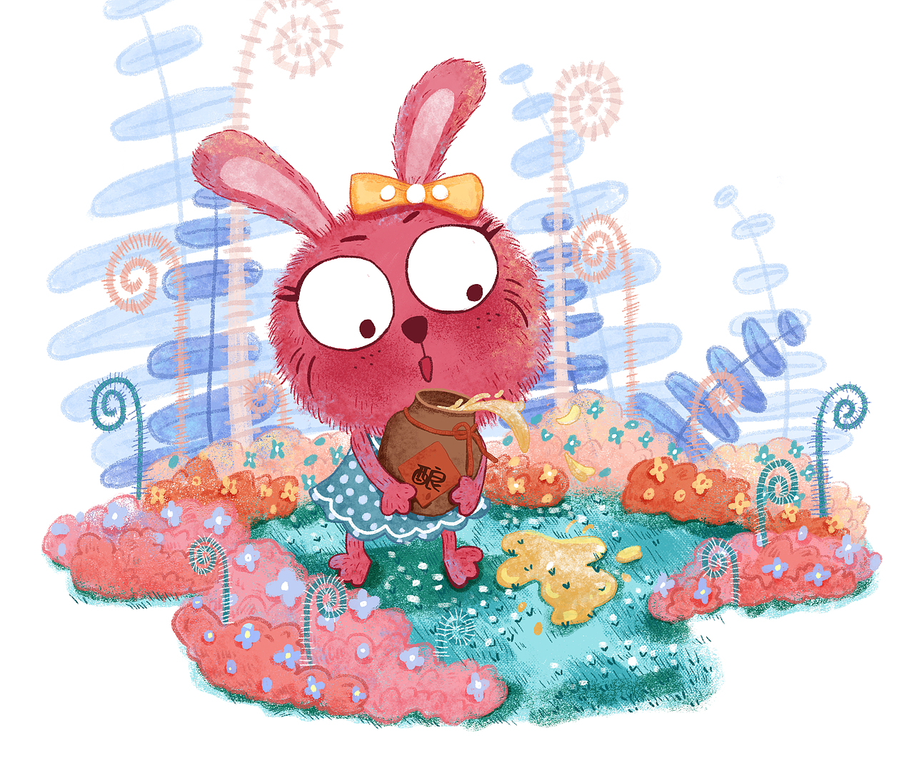 ps原创儿童插画——兔小兔的中秋