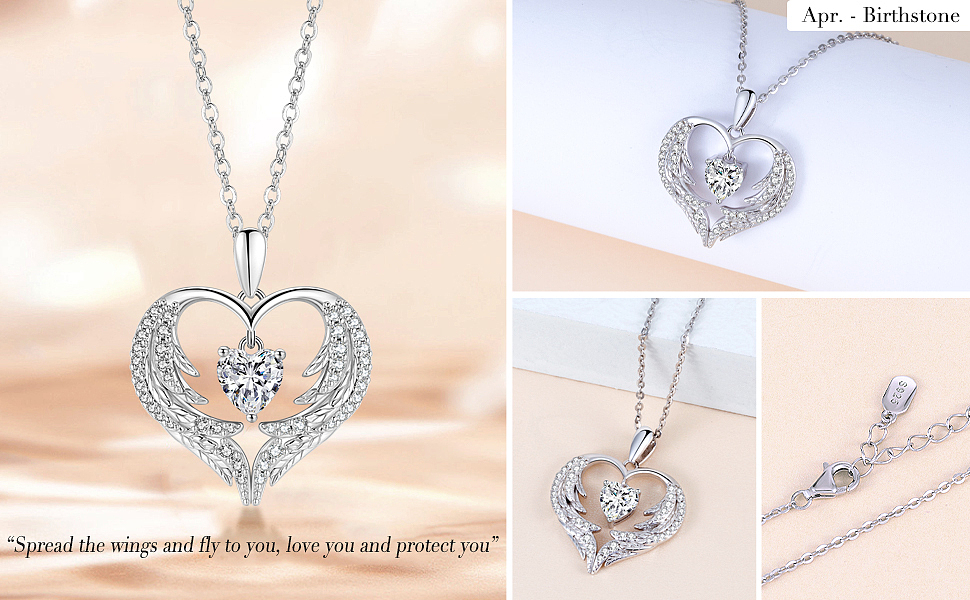 白色锆石羽毛项链