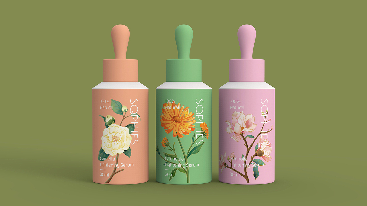 sophie's 护肤品包装设计 | 原创 插画