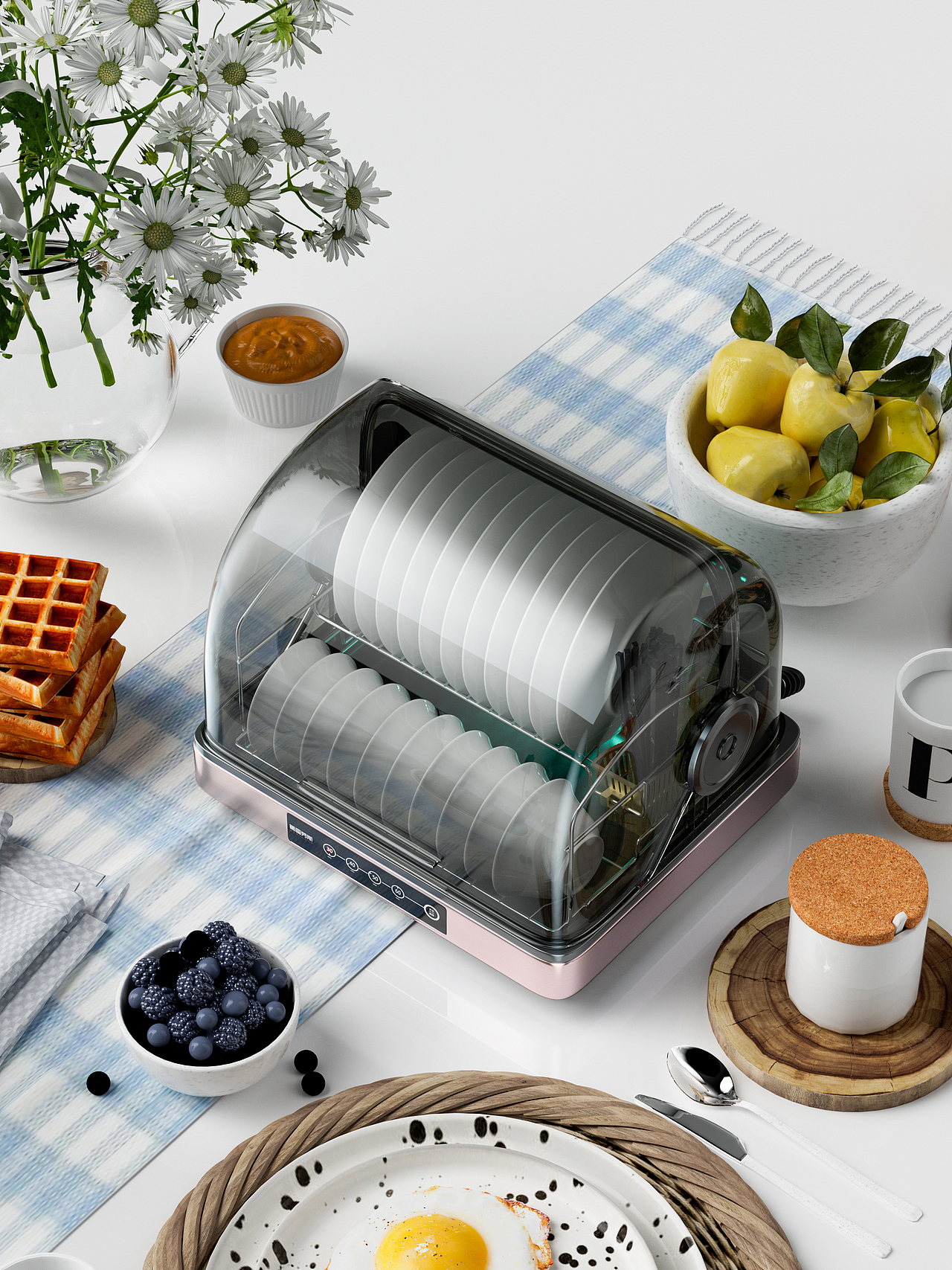 「产品渲染」一组茶具/碗碟消毒柜渲染（图ZMzI5MzQ3MTEy） - 产品 - 站酷设计师尚能饭否丶原创素材 - 站酷ZCOOL